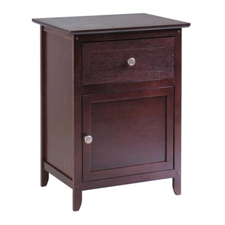 Winsome Winsome 94215 Night Stand- Accent Table with Drawer and cabinet for storage- Antique Walnut 94215